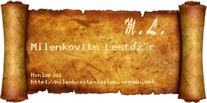 Milenkovits Lestár névjegykártya
